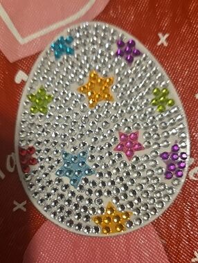 Handmade Rhinestone Egg Magnet Accent with Colorful Star Gems